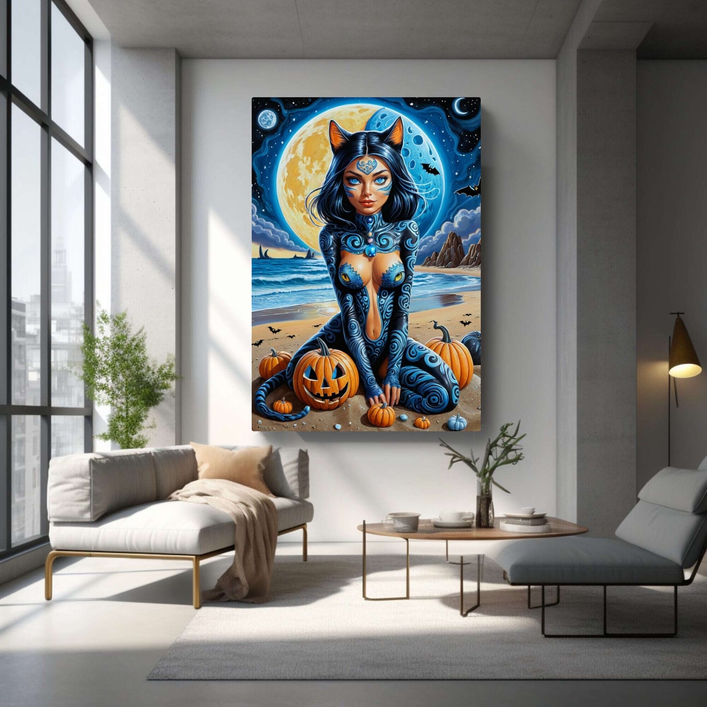 Ishtara – Cosmic Goth Cat Lady Canvas Print Wall Art | Arte Di Caponi