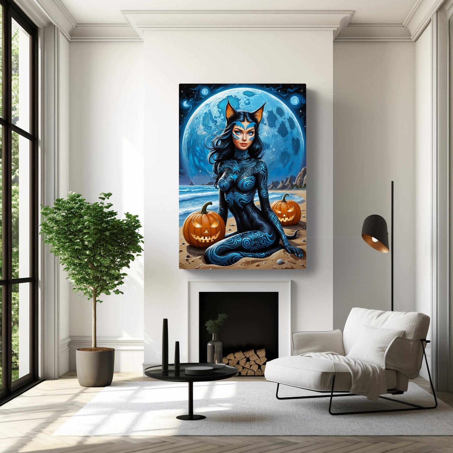 Nyxara – Cosmic Goth Cat Lady Canvas Print Wall Art | Arte Di Caponi