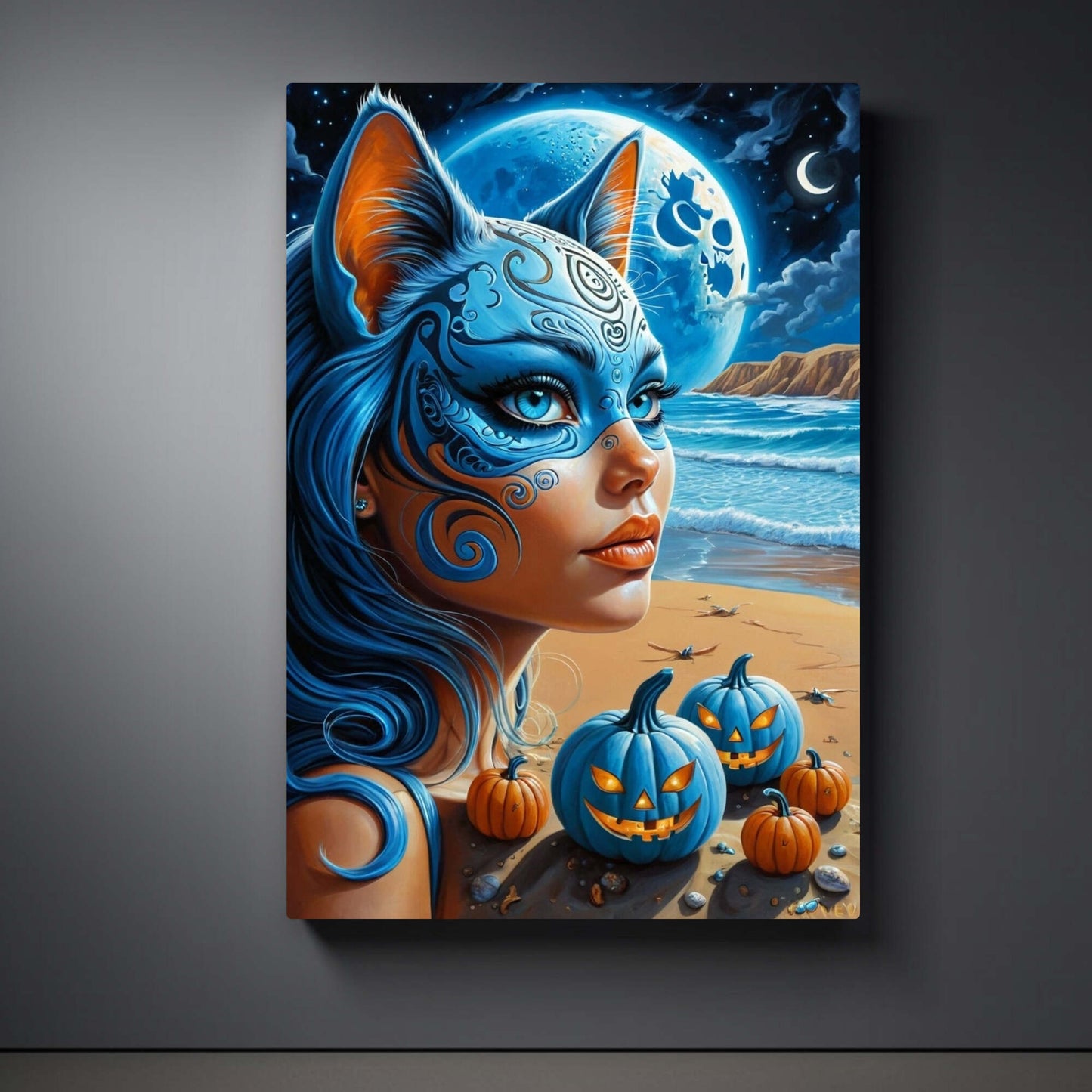 Virella – Whisperer of Moonlit Tides Canvas Print Wall Art | Arte Di Caponi