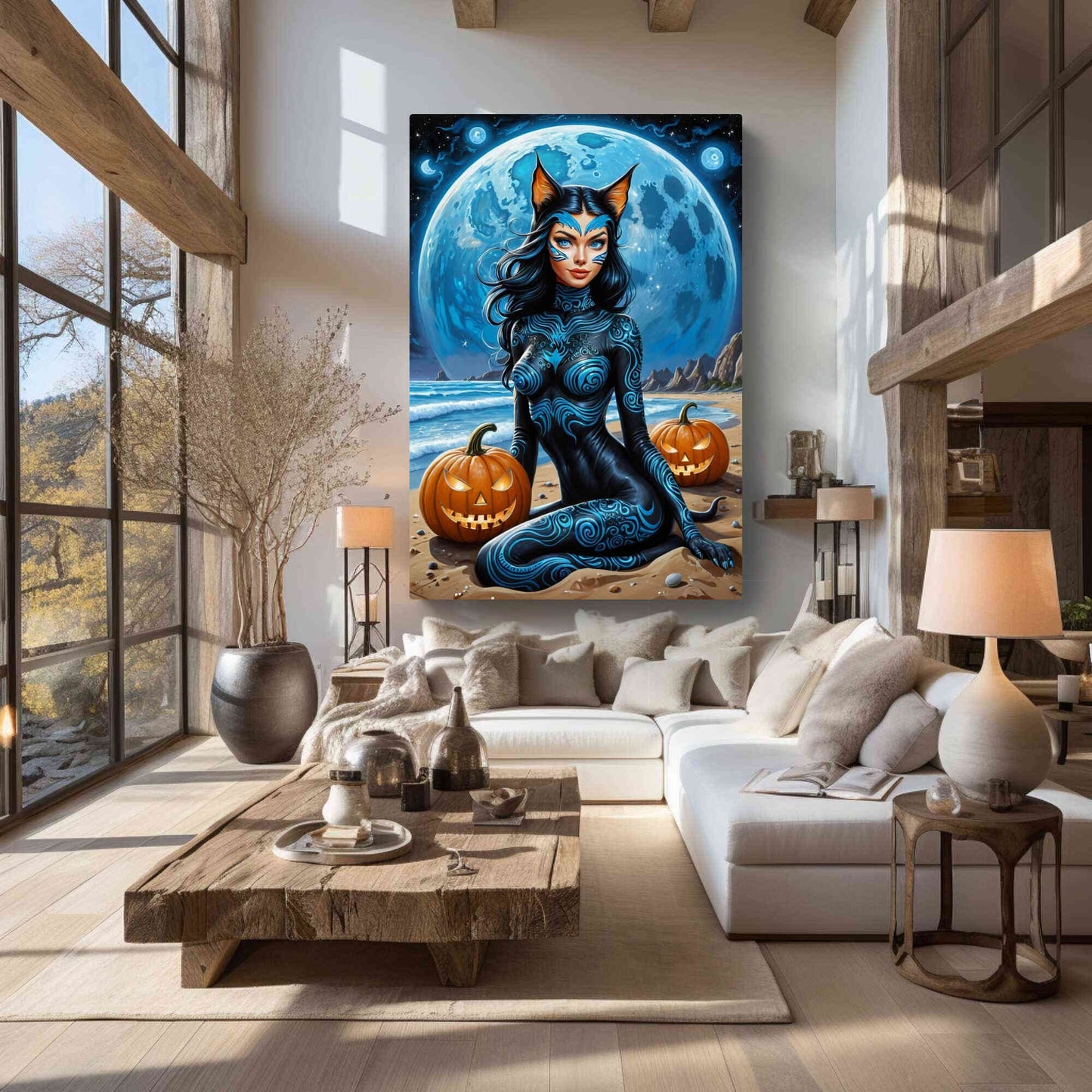 Nyxara – Cosmic Goth Cat Lady Canvas Print Wall Art | Arte Di Caponi