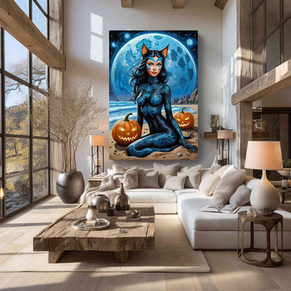 Nyxara – Cosmic Goth Cat Lady Canvas Print Wall Art | Arte Di Caponi