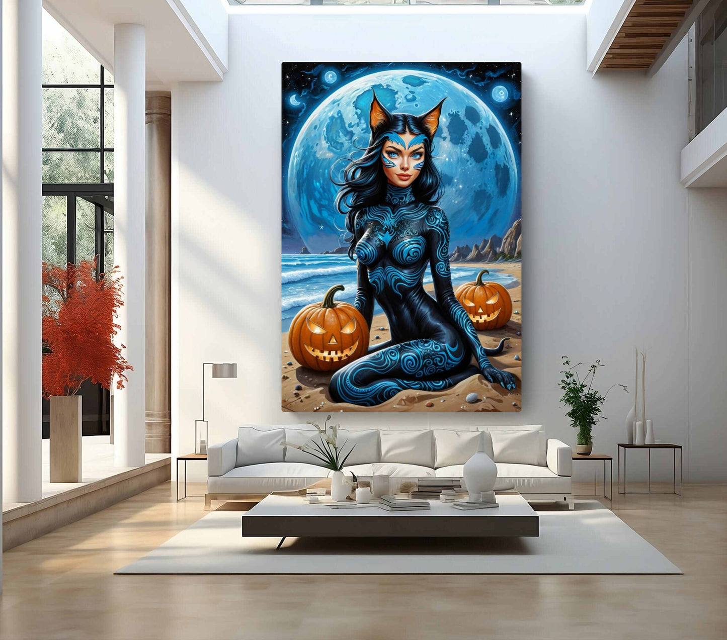 Nyxara – Cosmic Goth Cat Lady Canvas Print Wall Art | Arte Di Caponi