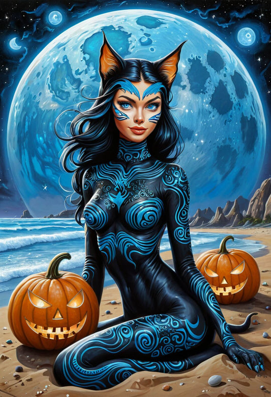 Nyxara – Cosmic Goth Cat Lady Canvas Print Wall Art | Arte Di Caponi